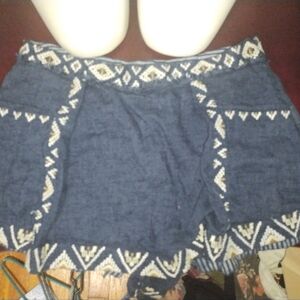 Free People Navy Boho Skort With Cute Stitched Detailing Size 4